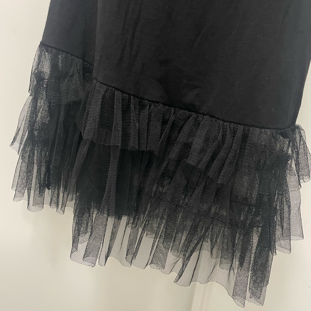 Black Cotton Cami Dress with Tulle Hem - Size M (Fits Small)